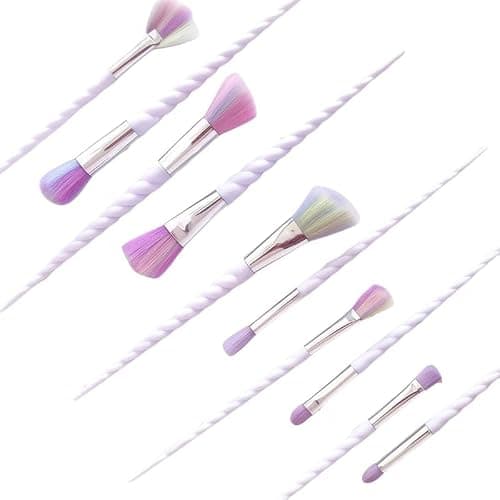‌10Pcs Colorful Makeup Brushes Set with Pastel Rainbow Gradient Bag Spiral Handle Concealers Eyeshadows Makeup Brushes Kit for Cosmetics Enthusiasts thumbnail 6