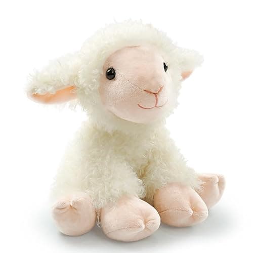 Plush Lamb Sitting Toys Stuffed Animal, Realistic Sheep Stuffed Animal Toy Characters Stuffed Filled in Limbs 8.5 Inch Soft Huggable for Kids with Stuffed Animals Easter Baptism Gift for Girls Boys thumbnail 6