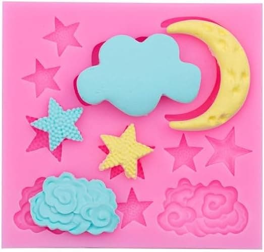 3Pcs Pink Moon and Star Molds Silicone, Cloud Fondant Mold Moon Star Cloud Chocolate Molds for Chocolate Candy Baking Sugar Cakes Decorating Candy Making Supplies thumbnail 4