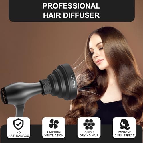 KingKam Collapsible Hair Dryer Diffuser - Travel and Easy Storage - Diffuser Attachment Fit Most Hair Dryers with Nozzle Diameter D-1.575Inch to 1.968 Inch (4-5cm) - Black thumbnail 2