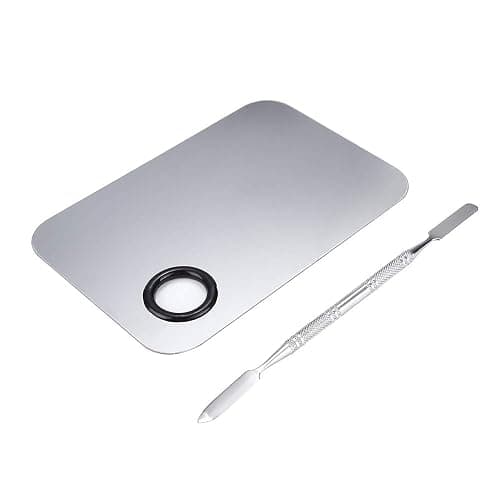 Stainless Steel Cosmetic Makeup Palette, Professional Cosmetic Mixing Makeup Palette Spatula Makeup Artist Tool, Beauty Salon Color Cream Mixing Palette With A Spatula Makeup Nail Art Palette thumbnail 2