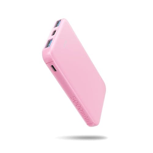 VANYUST S22 Portable Charger, Mini Colorful Power Bank, 5000mAh External Battery Pack Compatible with iPhone 15/14/13/12/11/X All Series and Android Phone, Pink - Image 1