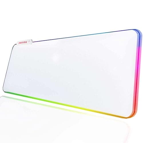 JMIYAV White Gaming Mouse Pad RGB Mousepad Non-Slip Rubber Base Extra Large Cool XL XXL Computer Desk Pad Gaming Accessories LED Light Up Extended Big Mouse Pad for Gamer 31.5x12In CW1 - Image 1