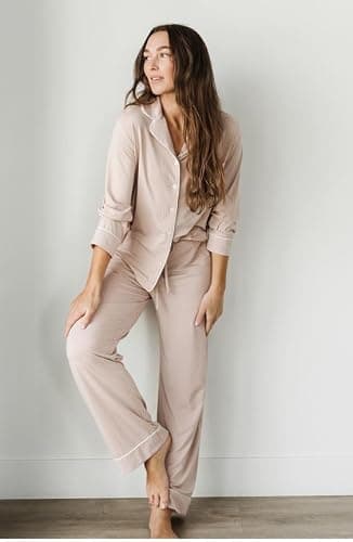 Cherrydew Women Bamboo Viscose Pajama Sets Super Soft Comfy Breathable Cooling Sleepwear Long Sleeve Button Down Loungewear thumbnail 7