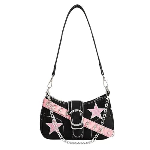 Uchyius Cute Y2k Purse, Black y2k Shoulder Bag Crossbody Purse, Y2Ks Accessories Goth Punk Style Bag for Women Girl thumbnail 2