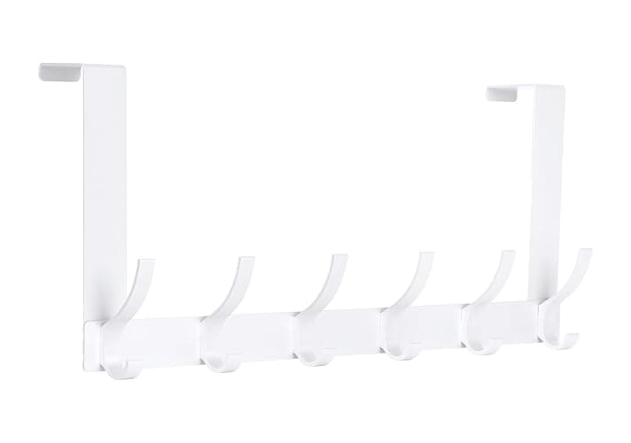 Optish Over The Door Hooks, Door Hanger Hooks for Hanging, Over The Doors Towel Racks for Bathroom with 12 Coat Hook, Coat Rack Bathroom Accessories(1 Pack, White) - Image 1