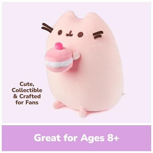 GUND Pusheen Cherry Macaron Squisheen Plush, Squishy Toy, Collectible Dessert Food Toy, Cat Stuffed Animal for Ages 8 and Up, Pink, 9.5” thumbnail 6