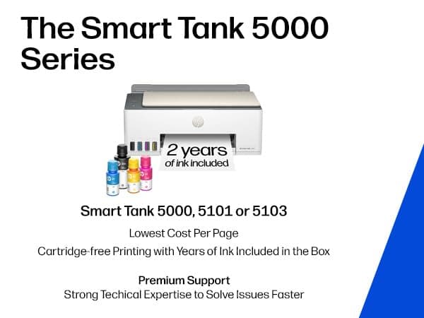 HP Smart Tank 5000 Wireless All-in-One Ink Tank Printer, Scanner, Copier with 2 Years of Ink Included, Best-for-Home, Cartridge-Free, Refillable, AI-Enabled, an EcoTank Alternative (5D1B6A) thumbnail 6