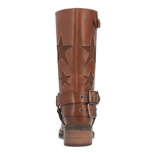 KISTANIA Women's Knee High Riding Boots Square Toe Chunky Heel Fashion Buckle Belts Cowboy Cowgirl Moto Boots with Stars thumbnail 5