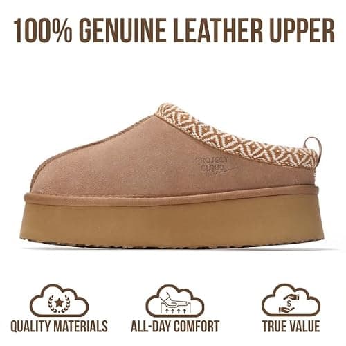 Project Cloud 100% Genuine Leather Platform Slippers for Women – Soft Memory Foam Womens Slippers & Supportive Clogs for Women 2025 – Cozy, Stylish Everyday Footwear (Sayre) thumbnail 4