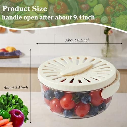 Multifunctional Fruit Washing Bowl with Strainer,2 in 1 Drain basket and Fruit Strainer Container with Lid,Fruit Washer Bowl for Kitchen,Fridge,Picnic & Camping(1QT) thumbnail 5