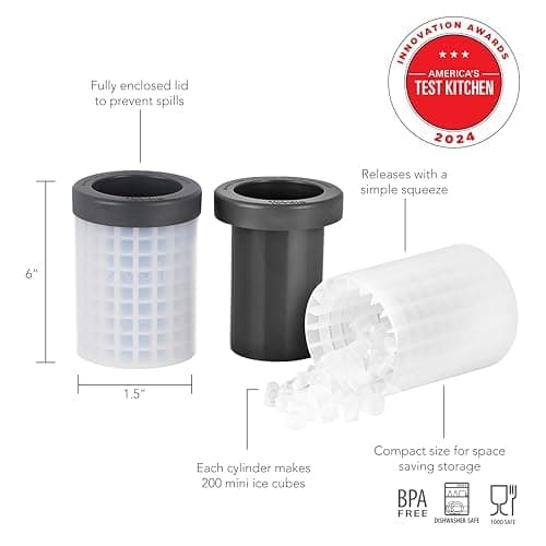 Tovolo Mini Ice Cylinder Squeeze Release Pack of 2 Mini Nugget Ice Maker 200 Cubes Per Mold, BPA Free Dishwasher Safe Compact Mini Ice Cube Cylinder Silicone Molds Compact Design Apartment Essentials  thumbnail 2