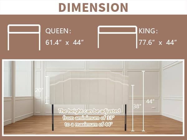 YI DANICA Upholstered Headboard for Full/Queen Beds - Arched Headboard & Bed Frame Mount, Adjustable Height, Velvet Tufted Modern Vertical Channel Design (Beige, Queen (U.S. Standard)) thumbnail 3
