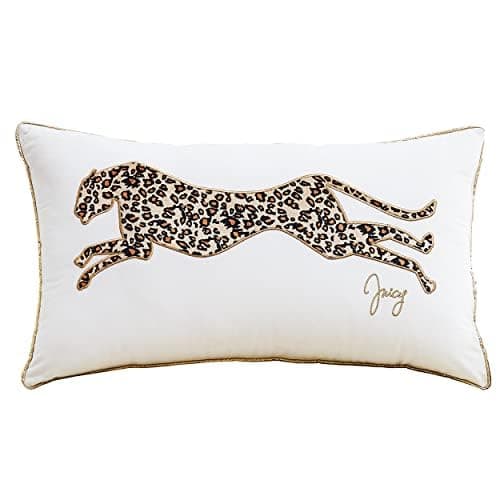 Juicy Couture – Decorative Accent Pillow Velvet Safari Leopard Premium Reversible Throw Pillow Living Room and Bedroom Décor Measures 14" x 24" Cheetah on White - Image 1