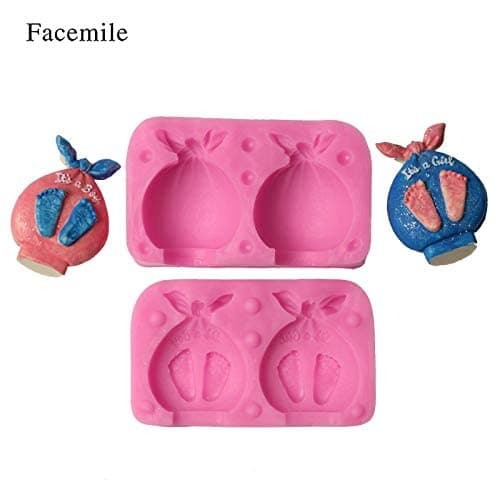 Baby Shower Silicone Candle Mold,3D Baby Foot Silicone Soap Mold Fondant Cake Decorating Candy Chocolate Mould (Boy&Girl) thumbnail 3