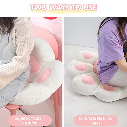 Ditucu Cat Paw Cushion Kawaii Chair Cushions 31.4 x 27.5 inch Cute Stuff Seat Pad Comfy Lazy Sofa Office Floor Pillow for Gaming Chairs Room Decor White - White a - Large thumbnail 8