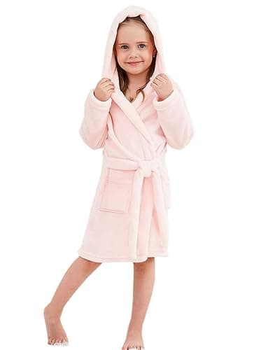 Umeyda Girls Fleece Hooded Robes, Warm Printed Bath Robe for Kids Soft Fuzzy Bathrobe for Gifts thumbnail 2
