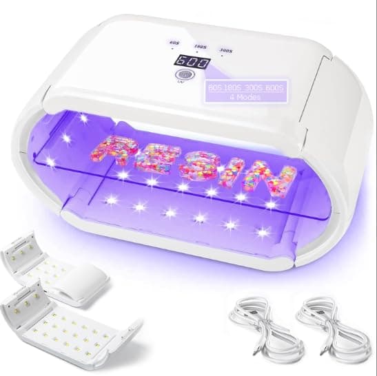 Mfancy UV Light for Resin,Two-Sided Fast Curing UV Resin Light,Foldable Portable UV Light Nail Lamp,Resin UV Curing Lamp[4 Timers],Resin Molds,Jewelry Making,DIY Craft,Nail Curing - Image 1