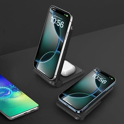 2 in 1 Wireless Charger,Foldable 20W Fast Wireless Charging Stand Compatible with iPhone 16/16 Pro/15/14/13/12/X/AirPods,Dual Phone Induction Charge Station for Samsung,Pixel,Xperia,LG(No Plug) thumbnail 2