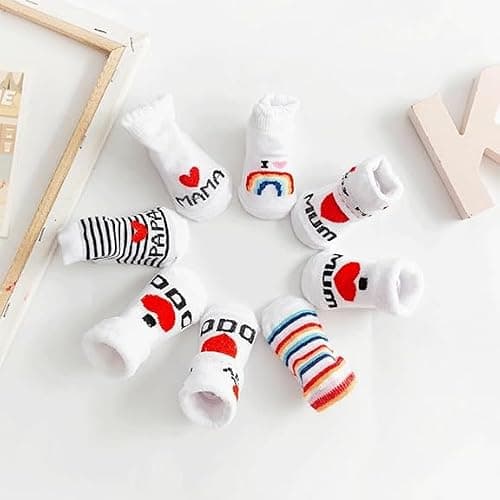 Losuesme Baby Socken 0-6 Monate Baumwolle Junge Mädchen Baumwollsocken Neugeborenen Unisex 2 Paar Kleinkind Personalisierte Geschenk Zur Geburt Mädchen thumbnail 7