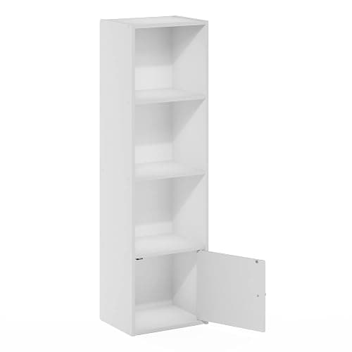 Furinno Luder Shelf Bookcase with 1 Door Storage Cabinet, White thumbnail 7