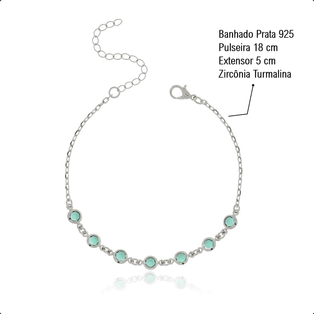 Kit Semijoia Banhado Prata 925 com Pulseira, Colar e Brinco Coração Verde Turmalina thumbnail 6