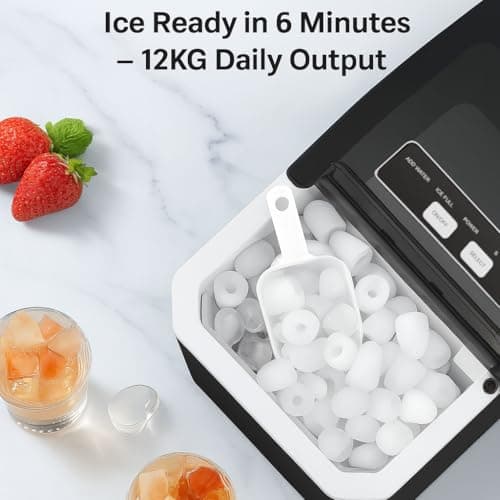 Wacloud Portable Countertop Ice Maker Machine – 1.3L Water Tank, 12KG/26lbs Daily Ice Output, 2 Ice Sizes, Auto Clean, Bullet Ice Cubes – Small Mini Cube Maker for Home, Office, RV, and Outdoor Use thumbnail 2