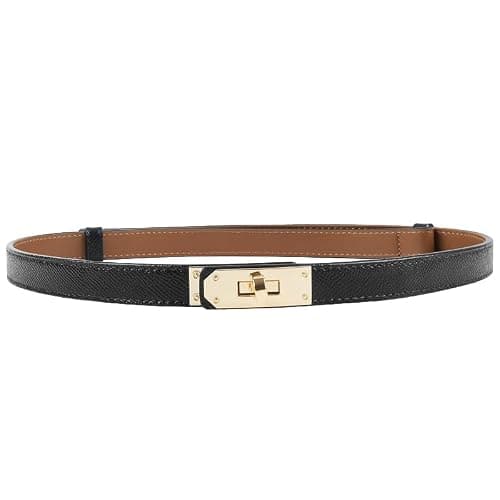 Women's Skinny Leather Belts Thin Waist Belt for Women with Turn Lock Buckle, Belts Woman Adjustable for Dresses and Jeans - Image 1