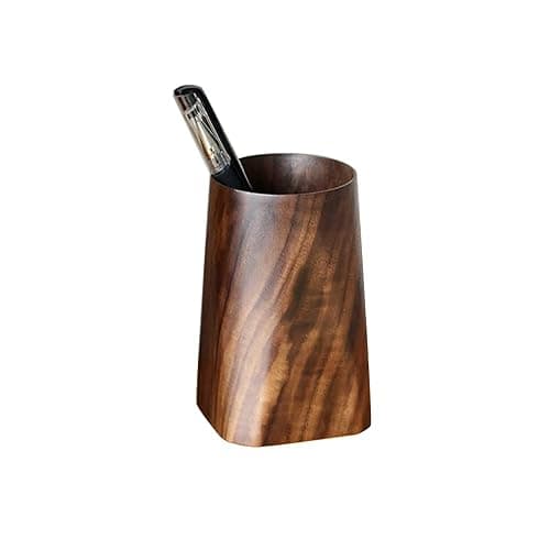 Durable Whole Piece Black Walnut Pencil Wood Pen Holder Wooden Desktop Pencil Cup Office Supplies Organizer Caddy Stand, 75x75x120mm thumbnail 3