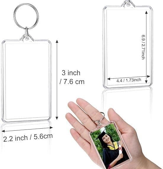 2pcs Clear Plastic Picture Frame Keychain Rectangle Shapes Blank Photo Keychains Photo Display Plastic Blank Keychain Clip Photo Holders Photo Albums, Frames and Accessories thumbnail 5