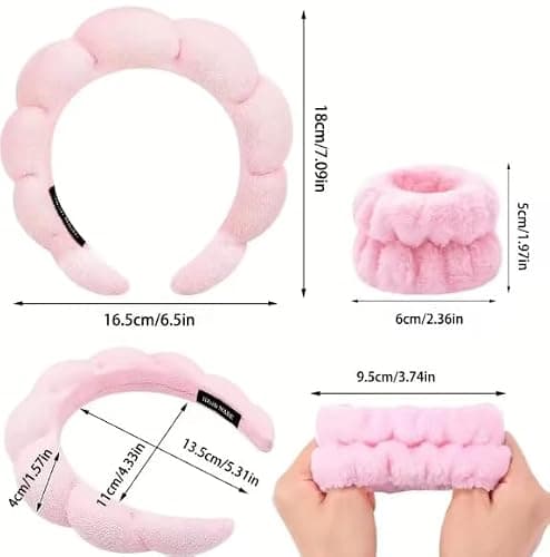 Spa Headband, Wrist Towels for Washing Face Soft Sponge Headbands for Women, Headband for Washing face with Wrist Strap, Hair Accessories for Skincare, Hair Accessories Headwear thumbnail 3
