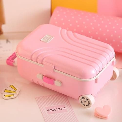 Pongnas Baby Suitcase Play Toy, Cute Mini Travel Suitcase Box Plastic Rolling Mini Luggage Box Play Accessoriespiece 15.5 x 10.5 x 7cm () thumbnail 2