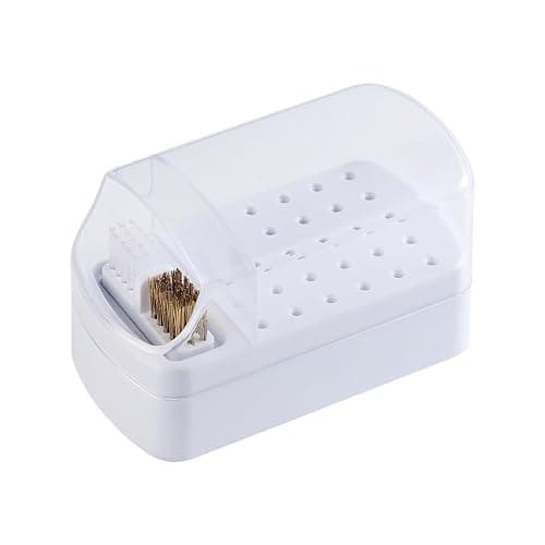 Fcozpjk 2 in 1 Nail Drill Bit Holder and Nail Drill Bits Cleaner Brush Case, 30 Holes Nail Drill Bits Organizer Display Stand Container Box, Manicure Drill Cleaning Brush, Professional Nail Tools - Image 1