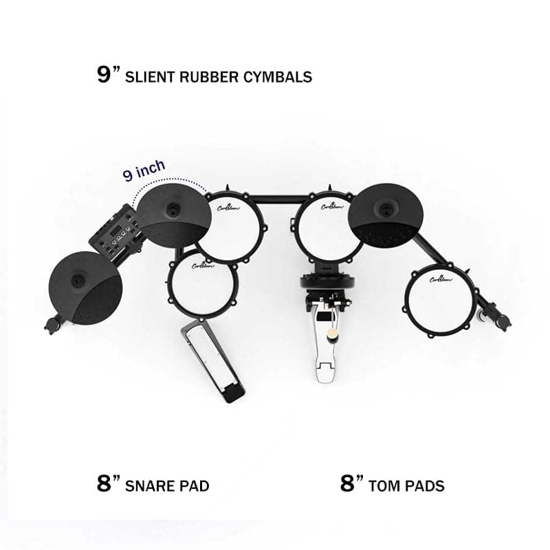 Electronic Drum Set with Stool, Headphones, Digital Drums Kit, Black, Includes Cymbals, Pedals, Drumsticks thumbnail 5