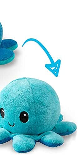 TeeTurtle - The Original Reversible Octopus Plushie - Light + Dark Blue - Cute Sensory Fidget Stuffed Animals That Show Your Mood thumbnail 3