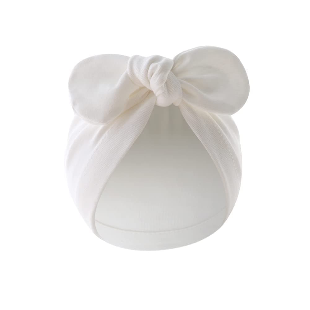 4PCS Newborn Baby Bow Knot Turban Hat Infant Toddler Hospital Hat Cotton Head Wrap Beanie Cap - Beige+pink+white+grey thumbnail 4