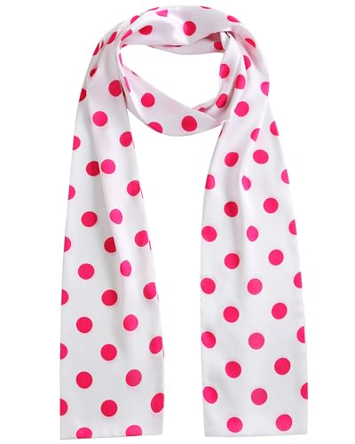 Polka Dot Pink and White Scarf for Women Fashion Neckerchief Halloween Costume Party Accessories - Image 1