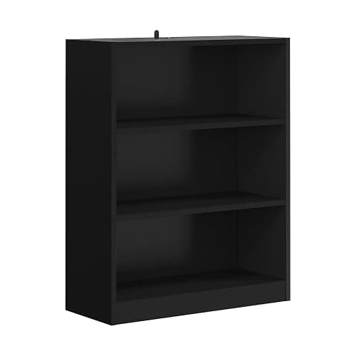 Panana Extra Large Bookcase, 5/6 Tier Wooden Cube Shelves Soild Wood Bookself Storage Organizer Display Shelf Free Standing Unit For Living Room Home Office (Black, 3 Tier) - Image 1