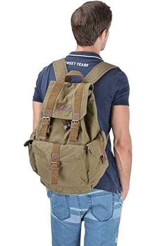 Gootium Canvas Backpack - Vintage Outdoor Rucksack Travel Day Pack thumbnail 4