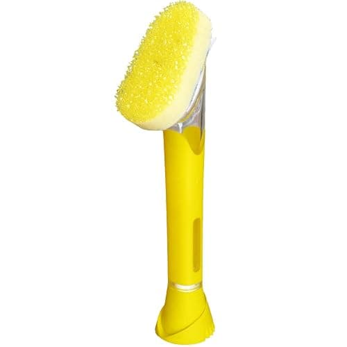 Scrub Daddy Dish Wand, Soap Dispensing Dish Brush, Texture Changing Washing Up Sponge with Liquid Handle, Built-in Scraper & Detachable Scrubbing Head, Drip Stand, Yellow thumbnail 9