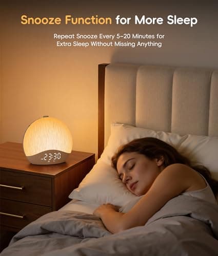 ecozy Sunrise Alarm Clock, White Noise Machine, Sound Machine for Bedroom, Wake Up Light with BT Speaker, 26 Sleep Sounds, 17 Night Lights, Dimmable Digital Clock for Adults, Kids thumbnail 5