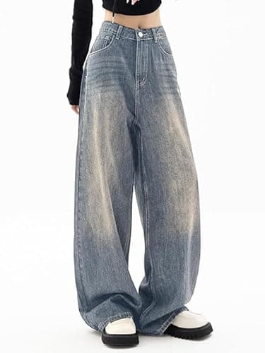 EMMIOL Jeans for Women Wide Leg Baggy Jeans High Waist Y2K Cargo Pants Casual Loose Boyfriends Trousers Vintage Streetwear thumbnail 4