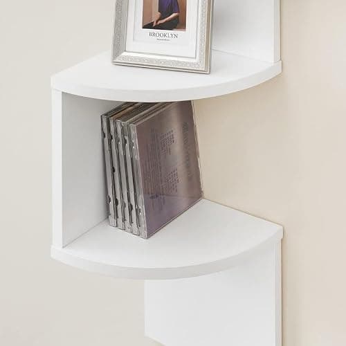 VASAGLE Corner Shelf Wall Mount, 5-Tier Floating Corner Bookshelf, Plant Shelf for Bedroom, Living Room, Bathroom, Home Office, Cloud White thumbnail 8
