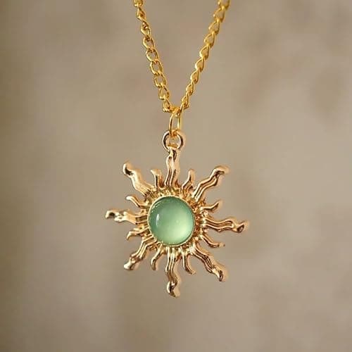 DATOA Boho Sun Necklace Earrings Set Healing Nature Stone Crystal Necklace Gothic Jewelry Gift for Women Prom Party Outfit Accessories thumbnail 2