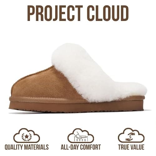 Project Cloud Genuine Leather Slippers for Women Footwear with Genuine Fur Lining Womens Clogs & Mule - Non-Slip Indoor/Outdoor Scuff Womens Slippers with Memory Foam Insole (Henka) thumbnail 3