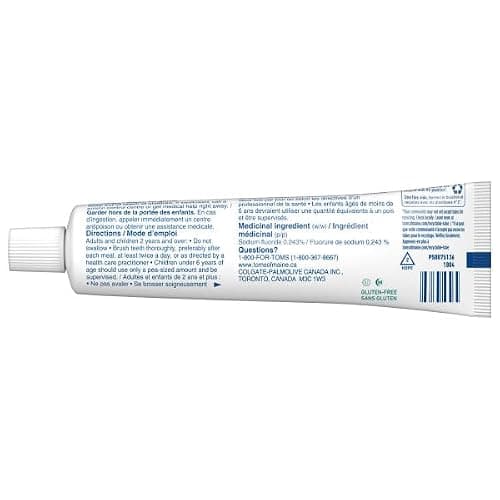 Tom’s of Maine Whitening Plus Deep Clean Toothpaste – Natural Whitening with Plant-Based Cleansers, Enamel-Safe, Fights Plaque, Freshens Breath, No Artificial Flavors, Peppermint, 85mL thumbnail 2