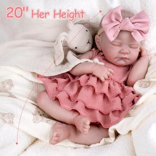UOFTKIZ Realistic Reborn Baby Dolls - 20" Real Baby Girl Doll, Lifelike Newborn with Soft Cloth Body and Feeding Accessories, Nurturing Play, Collection Gift for Kids 3+, Grandparents, Newparents thumbnail 7