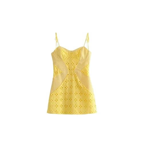 Summer Lady Lace Trim Spaghetti Strap Bodycon Mini Dress Women Backless Sleeveless Party Club Sexy Female Dress - Image 1