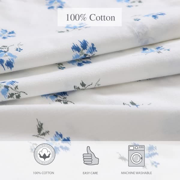 Stone Cottage - Full Sheets, Cotton Percale Bedding Set, Crisp & Cool Home Decor (Blue Sketchy Ditsy, Full) - Full - Blue Sketchy Ditsy thumbnail 7