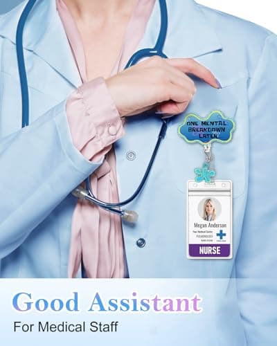 Plifal Badge Reel Holder Clip - Funny One Mental Breakdown Later Retractable ID Name Card Badge Reel with Charm Alligator Clip, Office Nurse Nursing Medical Worker Student Accessories Gifts thumbnail 6